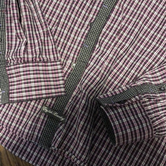 Purple Checkered Men's Dress Shirt - Picture 5 of 7